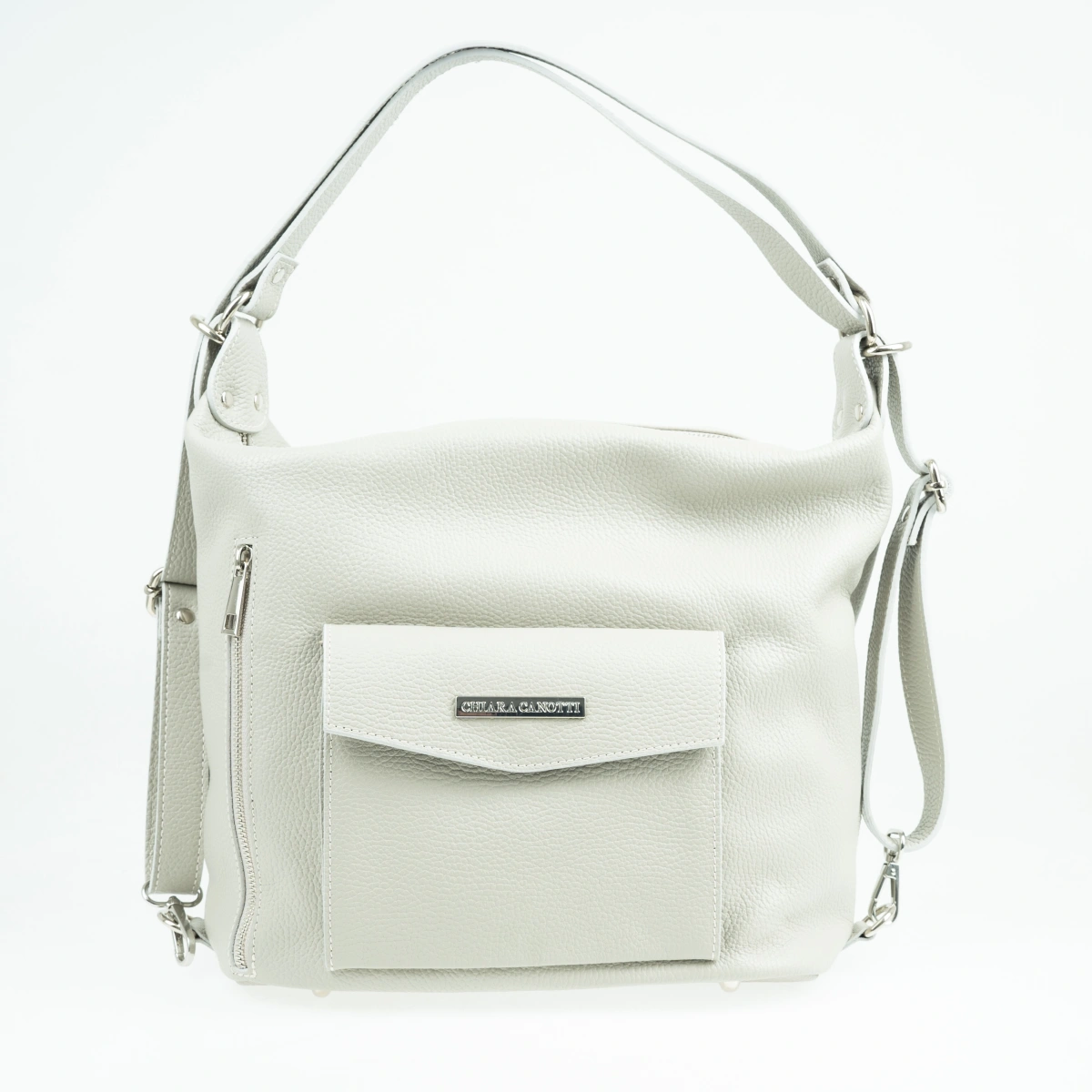Genti de umar - Geanta de mana din piele naturala Chiara Canotti CC1588, Gri, Bagsy